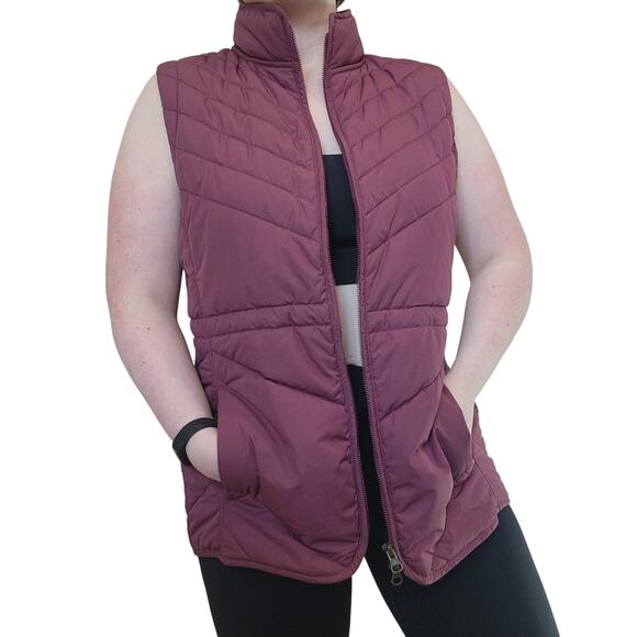 Woolrich Fig Quilted Puffer Vest Stand Collar Insulated Burgundy Size Medium - Picture 1 of 8
